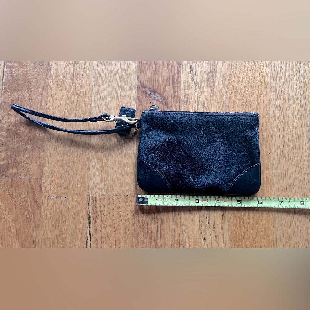 Coach Wristlet, Black Cowhide + Leather